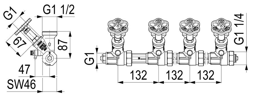 Artikelbild 2 des Artikels „Schlösser ATV-Verteiler 4-fa, DN 25, G 1x1 1/2, nichtst. Spindel 4-fach | DN 25, G 1 x 1 1/2“