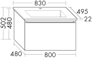Burgbad Ker. WT-Unterschrank-Set Bel 83x50,2x49,5cm, 1 Ausz., lack. Hochglanz