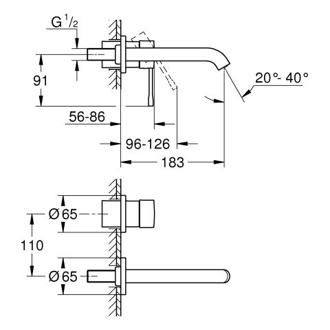 Artikelbild 3 des Artikels „GROHE Fertigmontageset Essence UP-2-L-Waschtischm, Ausl. 18,3cm, C sunr cool sunrise“