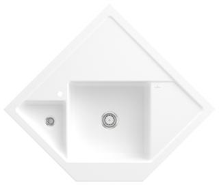 V&B Eckspüle Monumentum Abl., Hand., Bef.-Set, st. wh. C-plus