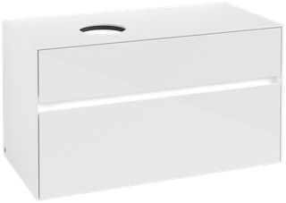 V&B Waschtischunterschrank Collaro 100x54,8x50cm, WT l, LED 7,3 W, glo wh.