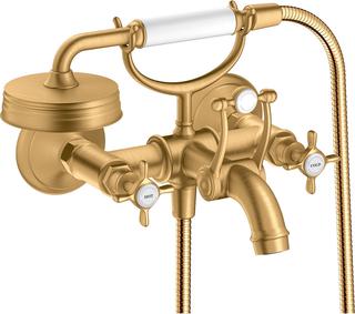 hansgrohe 2-G-Wann.-Arm Axor Montreux AP, Ausl. 224mm, m Kreuzgr., brush. br