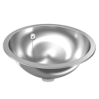 AR Rundbecken, RONDO, Edelstahl, hgl, 425x155 mm, Überlauf, Ab-u.Überlaufgarn.