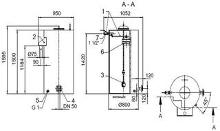 KSB Vorbehälter mit freiem Auslauf Vges 750 l, Vnutz 500 l, R 1 1/2"