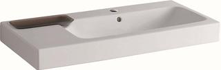 Geberit Waschtisch iCon 90 x 48,5 cm, mit Hahnloch, mit Überlauf, Dekoschale links