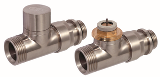 Flamco Des.-THM-Ventil-Set D 3805 G 3/4 AG EKxG 1/2 AG, DG-Form, Edelstahl