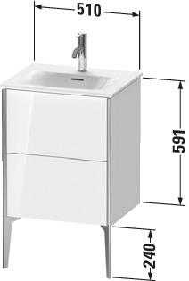 Artikelbild 3 des Artikels „Duravit Waschtisch-Unterschrank XViu 51x42x59,1cm, 2 AZ, sw m, flan. Gr hgl flannel grey Hochglanz“