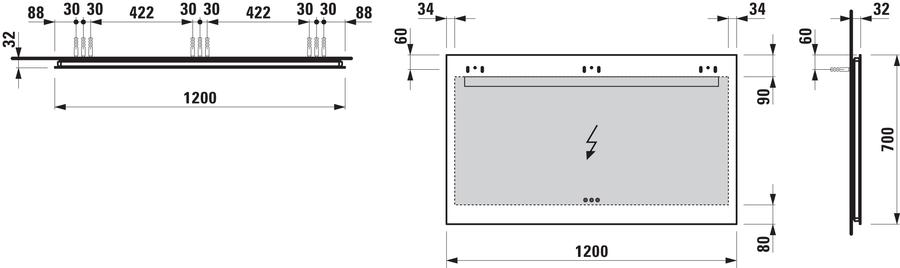 Artikelbild 2 des Artikels „Laufen Lichtspiegel LEELO 120x70x3,8cm, LED, 2700K-6000K, 3 T. Sen 2700K-6000K, 3 Touch Sensoren“