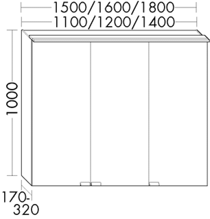 Burgbad LED-SPS rc40 Solitaire 120x100x17cm, lac g, 3 T, m horiz LED
