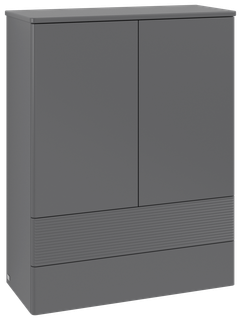 V&B Highboard m F-Str. -Beleuchtg. Antao 81,4x104x35,6cm, WBP Lac, Anthrac. m Lac