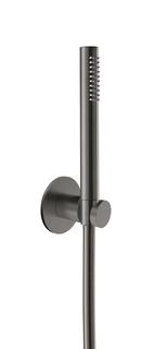 Herzbach Wan.Set Living Spa seven round Halt., Stabbr., Schlauch 1250mm, bla st.