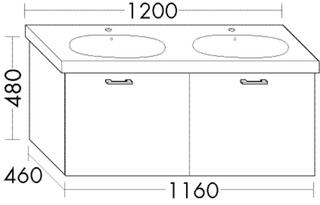 Burgbad Waschtischunterschrank Diago 116x48x46cm, Marm Dek. naturgr, 2 Ausz.
