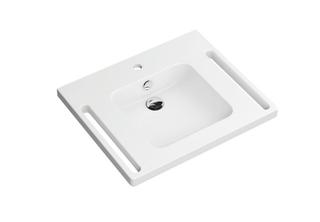 HEWI Mineralguss-Waschtisch 950 65x55cm, eck Mul., m HL u. ÜL, weiß