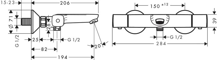 Artikelbild 3 des Artikels „hansgrohe Wannen-THM Ecostat universal 284x82mm, AP, 2 Verbr., Ausl. 194mm, chr chrom“