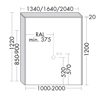 BB Freistehendes Element (SFZA160) rc40System, 320x1640x1220, PG2