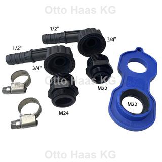 HAAS Zapfadapter-Set f Wasserhähne, M22x3/4" u. M24x3/4", sw