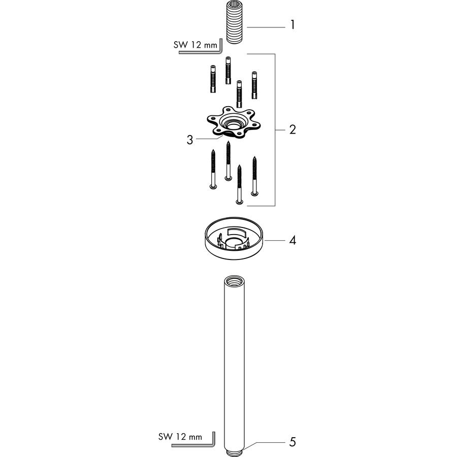 Artikelbild 3 des Artikels „hansgrohe Deckenanschluss S 300mm, brush. bla chrome, runde Rosette 300 mm | brushed black chrome“