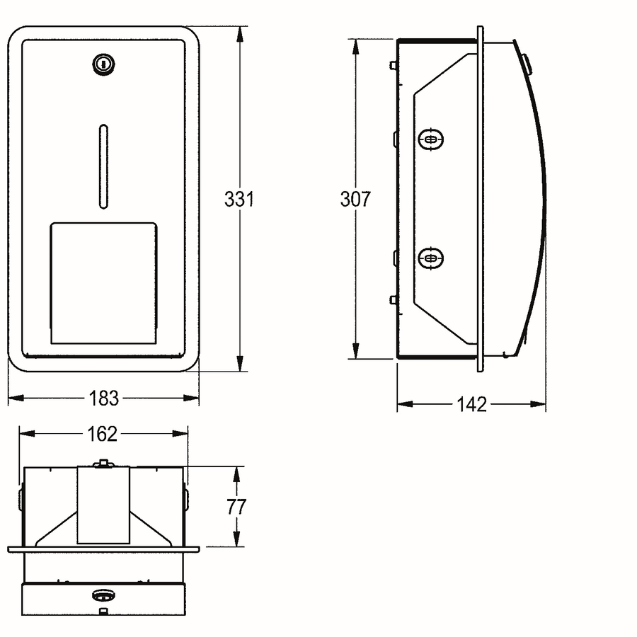 Artikelbild 3 des Artikels „AR WC-Doppelrollenhalter, STRATOS, Edst., UP, 183x331x142 mm, Spindelsystem “
