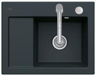 V&B Spüle Subway 45 Compact re, m Abl.garn, Exzenter, eb CeramicPlus