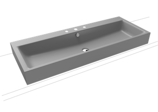 Kaldewei Aufsatz-Waschtisch PURO 3168 120x46, 3 Hahnl., P-E, cool grey30