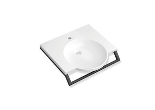 HEWI Mineralguss-Waschtisch-Set 60x55cm, rd, m Gr, w, dunkelgr. pgl matt