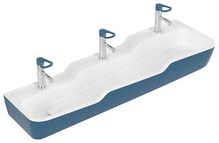 V&B Reihenwaschtisch O.NOVO KIDS 130x43cm, f 3x 1-L. Arm, o ÜL, Ocean bl.