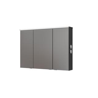 AQ400 LED-Spiegelschrank Mod UN 3 Türen m. Farbw. 700x1004x160mm, K: Schwarz Mat