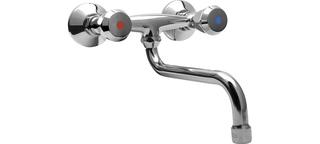 ASW Wand-Spültisch-Zweigriff-Armatur DN 15, schw 200mm, MS vc, 3K.Gr. Me vc