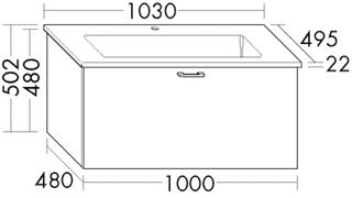 Burgbad Keramik-Waschtisch-Set sys30 103x50,2x49,5cm, Aqua, 1 Ausz., WT Bel