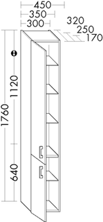 Burgbad Hochschrank sys30 35x176x25cm, Diago, 2 Türen