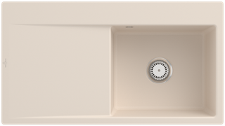 V&B bündige Spüle Subway Style 50 Flat re, m Abl.garn, Hand., ivory CeramicPlus