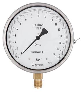 AFRISO Rohrfeder-Feinmessmanometer RF160F 0/10bar G1/2B rad Kl.0,6 D401