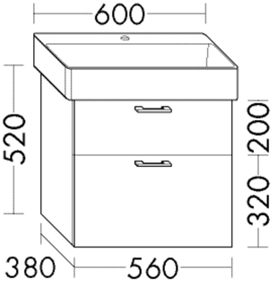 Burgbad Waschtischunterschrank sys30 56x52x38cm, 1 Schublade/1 Auszug, Sana