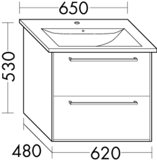 Burgbad Osera Waschtisch-Unterschrank 62x53x48cm, 1 Lade/1 Auszug, Sand matt
