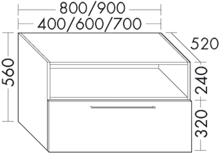 FORMAT Design Unterschrank WVWB 800x560x520mm, grau ma, 1 Fach, 1 Auszug