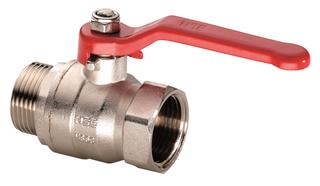 HS Kugelhahn UNIVERS 1455 1", DG, Stahlhebel rot, matt verchromt
