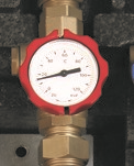 Tuxhorn Kugelhahn tubra ÜSTA-mat G3/4 IG - ÜWM G1 1/4, DN20, Vorlauf rot