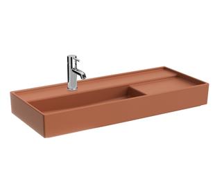 VitrA WT Compact-asymmetrisch ArchiPlan 90x38cm, B l, Hahnl., Abl. re, ro Erd ma