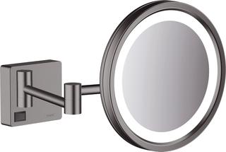 hansgrohe Rasierspiegel AddStoris m LED, Wandmontage, brushed black chrome