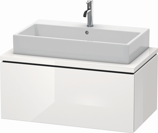 DU WTU für Konsole L-Cube 400x920x547mm 1 Auszug, Weiß Hgl ES Nussb