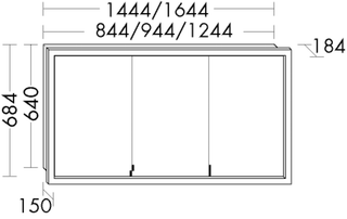 Burgbad Spiegelschrank sys30 144,4x68,4x18,4cm, Ech, m uml. LED
