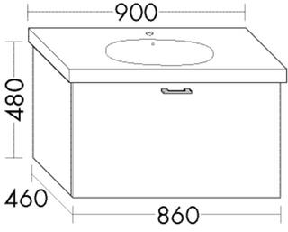 Burgbad Waschtischunterschrank Diago 86x48x46cm, Schwarz Hochglanz, 1 Auszug