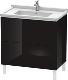 DU WTU stehend L-Cube 469x820x712mm 2 Auszüge, 030480, schwarz hgl. ES Nussb