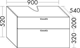 Burgbad Waschtischunterschrank Diago 70x52x54cm, li-grau ma, 1 Lade/1 Auszug