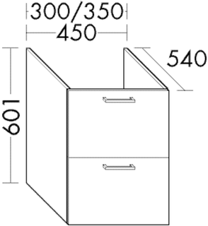 Burgbad Unterschrank sys30 35x60,1x54cm, Aqua, 2 Auszüge