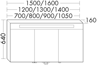 Burgbad Spiegelschrank sys30 160x64x16cm, A., m horiz LED, LED-WT