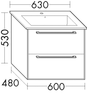 Burgbad Osera Waschtisch-Unterschrank 60x48x53cm, 1 Lade/1 Ausz., Schi hgl