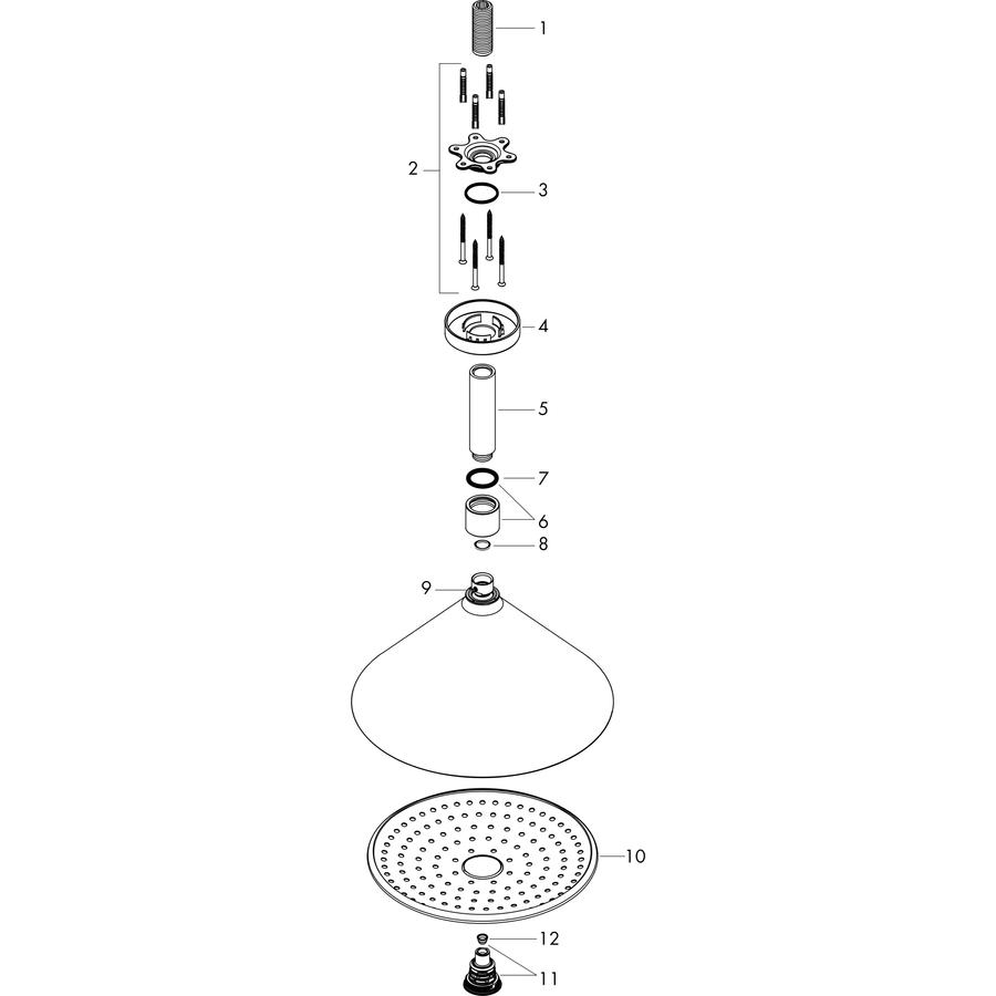 Artikelbild 3 des Artikels „hansgrohe Kopfbrause Axor mit Deckenanschluss, 240 mm, 2jet “