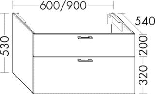 Burgbad Waschtischunterschrank Diago 60x52x54cm, we hgl, 1 Schublade/1 Auszug