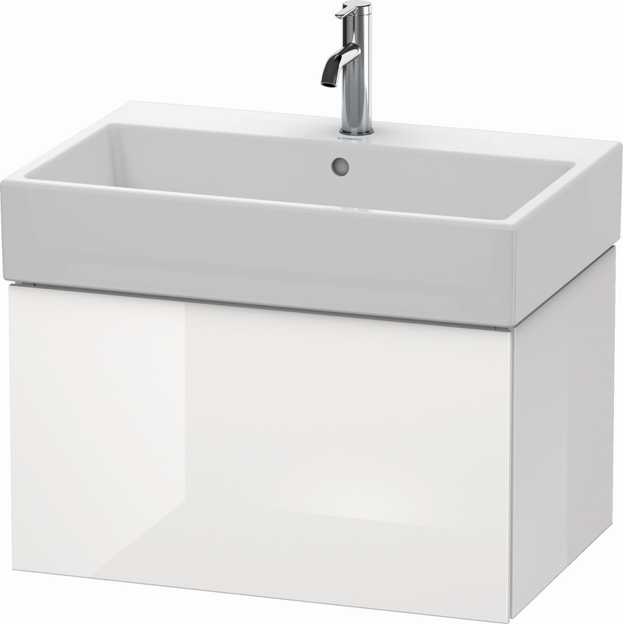Artikelbild 1 des Artikels „DU WTU L-Cube 394x684x459mm 1 Auszug, Weiß Hochglanz ES Nussb “